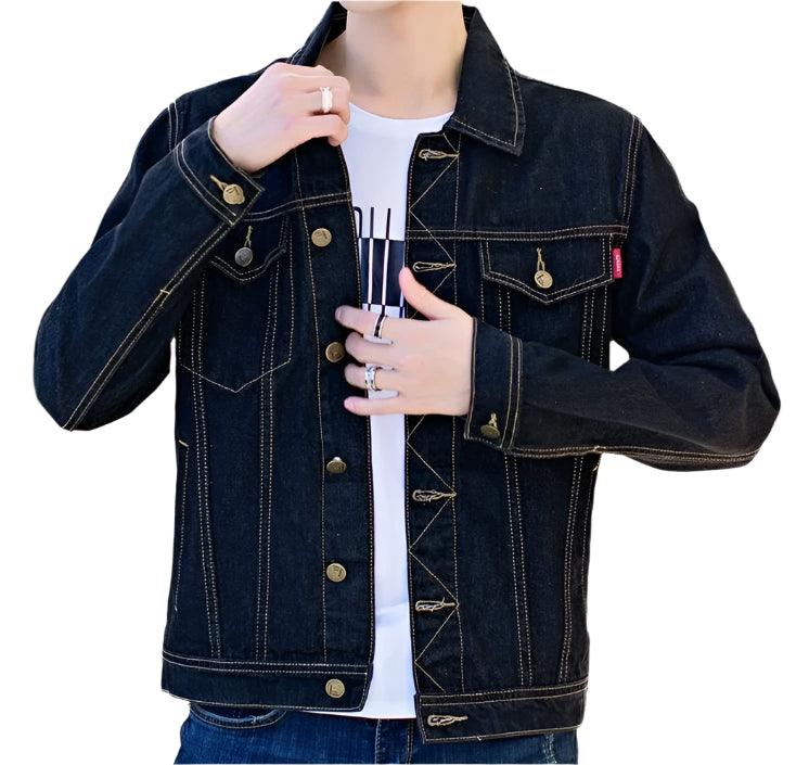 Men's Short Casual Elegance Slim Black Denim Jacket – Trendy and Affordable - JVMCL