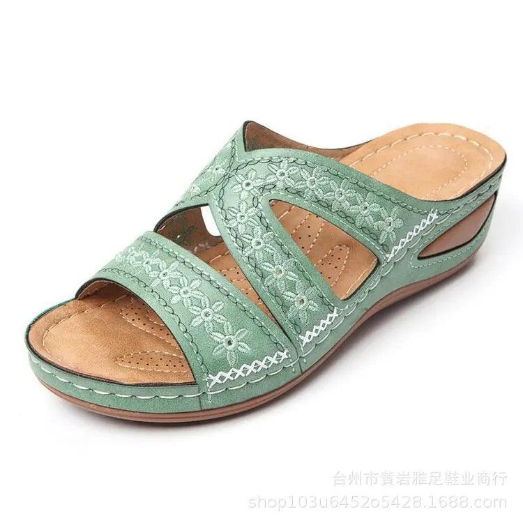 Stylish and Comfortable Plus Size Women's Gladiator Slip-On Platform Wedge Sandals - JVMCL