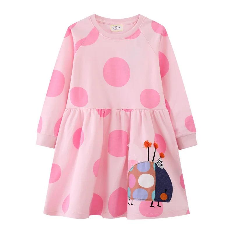 Adorable Animal Applique Princess Dress – Long Sleeve Girls' Party & School Outfit - JVMCL