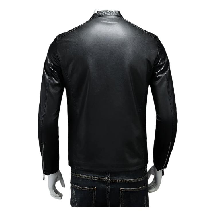 Men Slim Fit Casual Motorcycle White Large Size Stand Faux Leather Jacket Outerwear 5xl - JVMCL