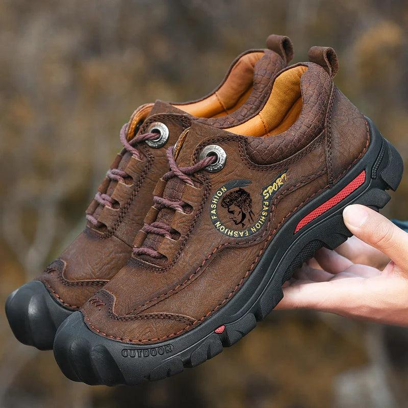 Men's Outdoor Hiking Shoes – Genuine Leather Sports & Travel Sneakers Footwear - JVMCL