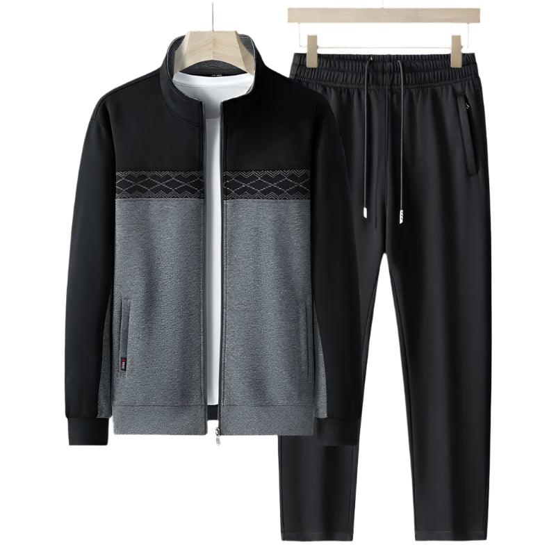 Men's Windproof Outdoor Sports Tracksuit Set - Big Size Sweatpants and Jacket - JVMCL