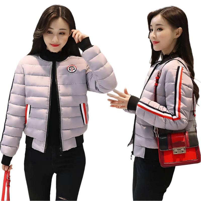 Quilted Cotton Women's Bomber Jacket: Padded Short High-Quality Winter Essential Parka Coat - JVMCL