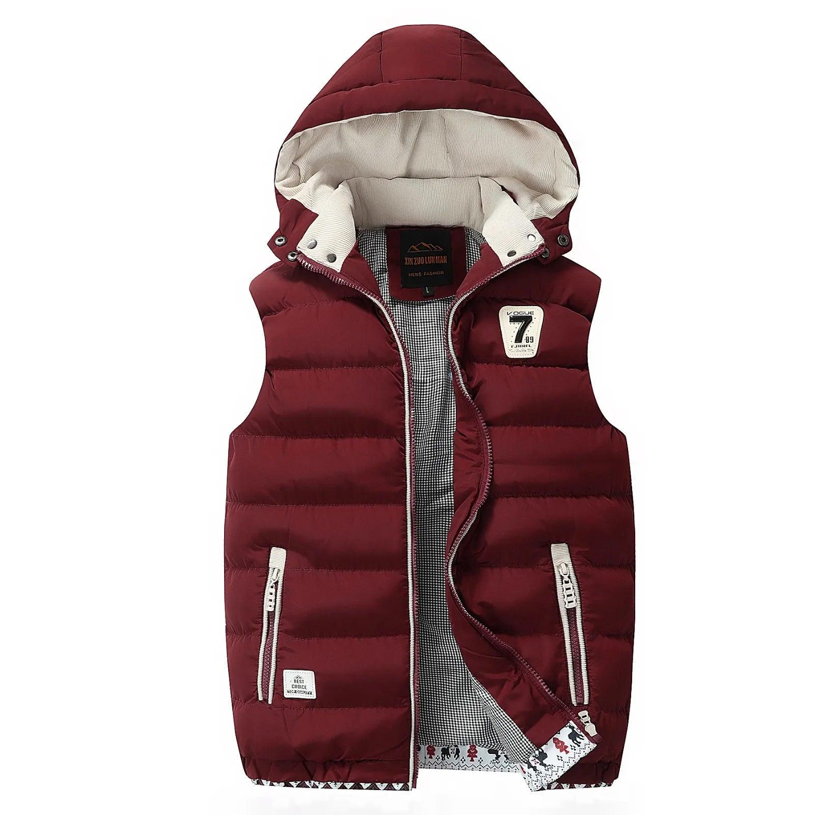 Fashion Comfortable Men's Winter Hooded Vest - Casual Outdoor Cotton-Padded Jacket - JVMCL