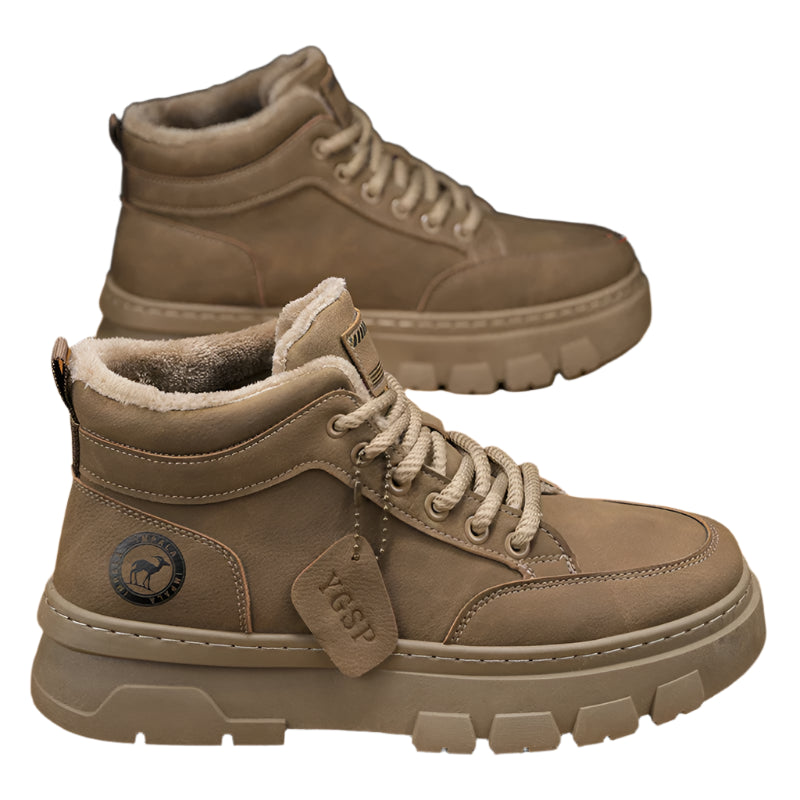 Men's Fur-Lined Winter Sneakers – Warm Leather Outdoor Casual Snow Boots - JVMCL