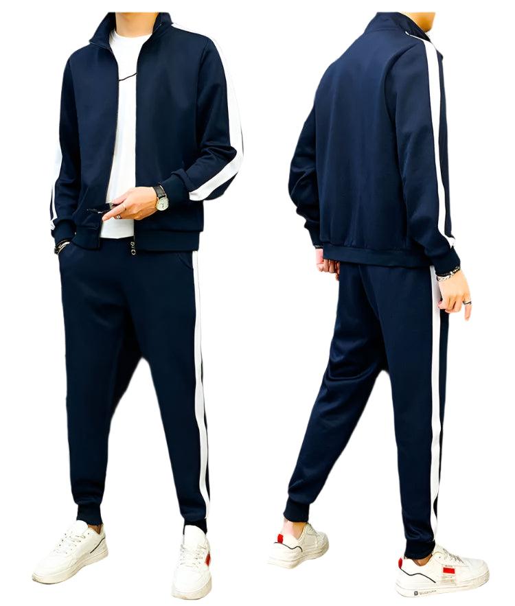 Men Sportswear Tracksuit–Loose Zip-Up Jacket and Pant Jogger Fitness Workout Set - JVMCL