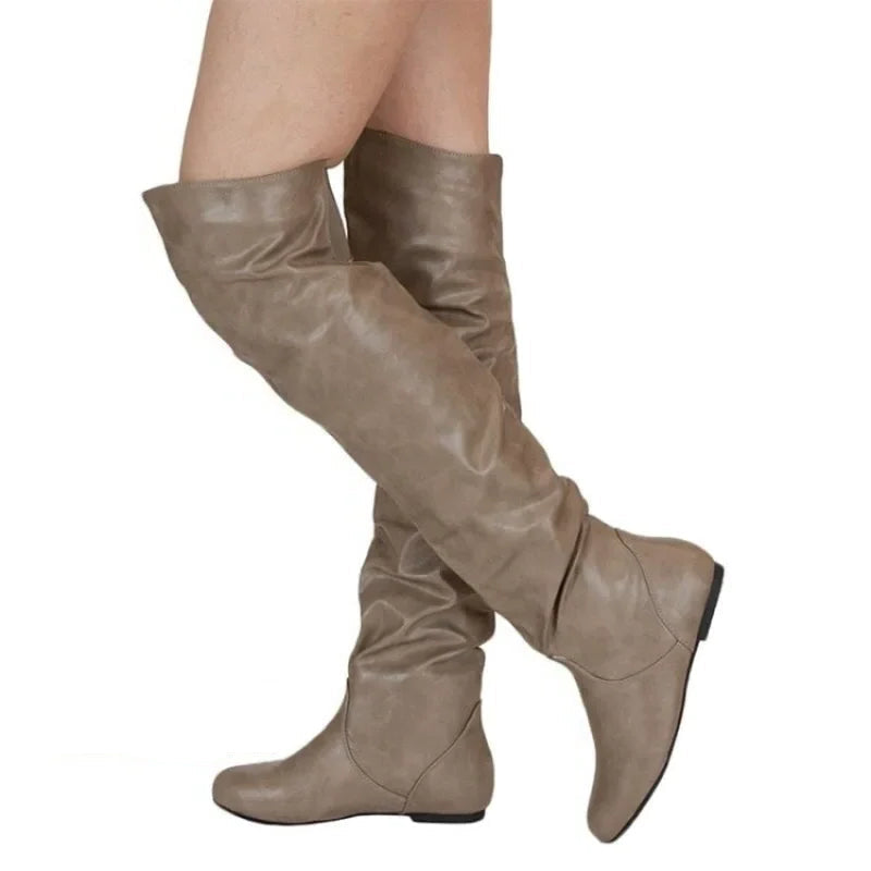 Women’s Versatile Mid-Calf Low Heel Western Chunky Platform Motorcycle Boots - JVMCL