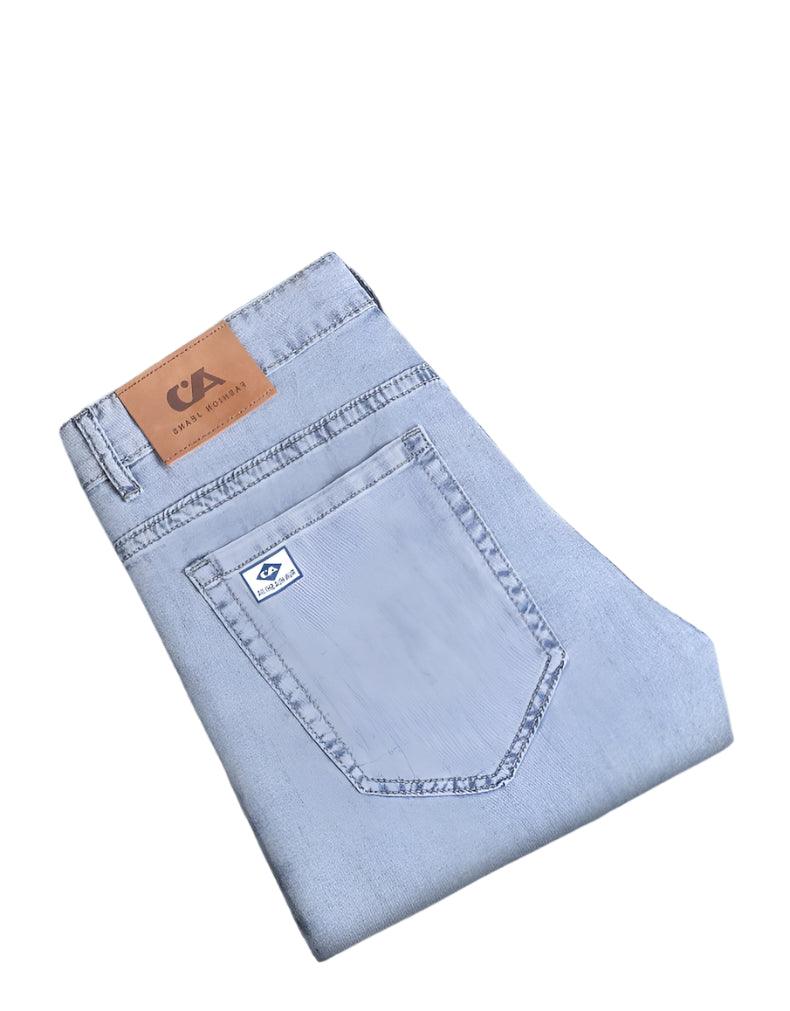 Men's Ultra Breathable Straight Fit Business Casual Light Blue Denim Jeans - JVMCL