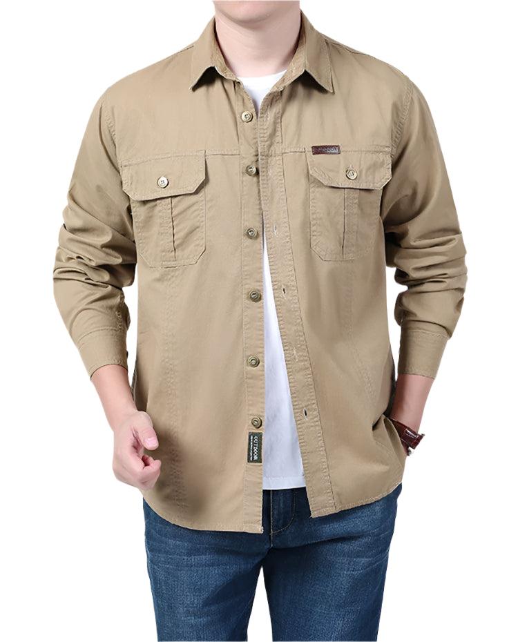 Lightweight & Breathable Men’s Plus Size Long Sleeve Tactical Outdoor Shirt - JVMCL