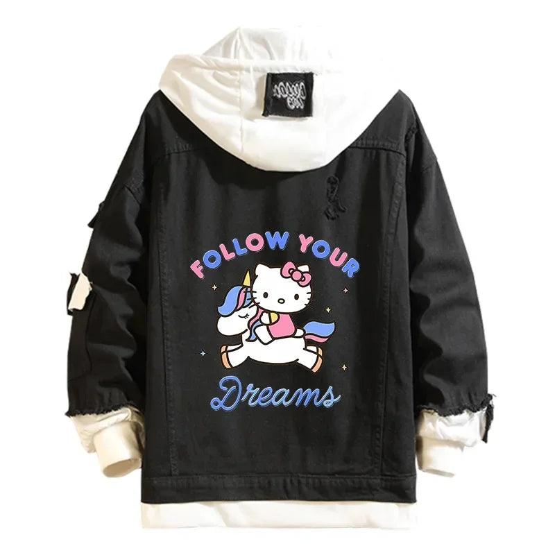 A Hello Kitty High-Quality Anime collectible Denim Bomber Jacket - JVMCL