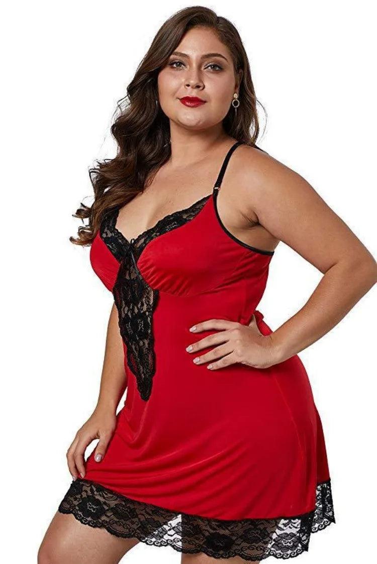 8XL Plus Size Satin Lace Nightgown – Spaghetti Strap Summer Sleepwear for Women - JVMCL