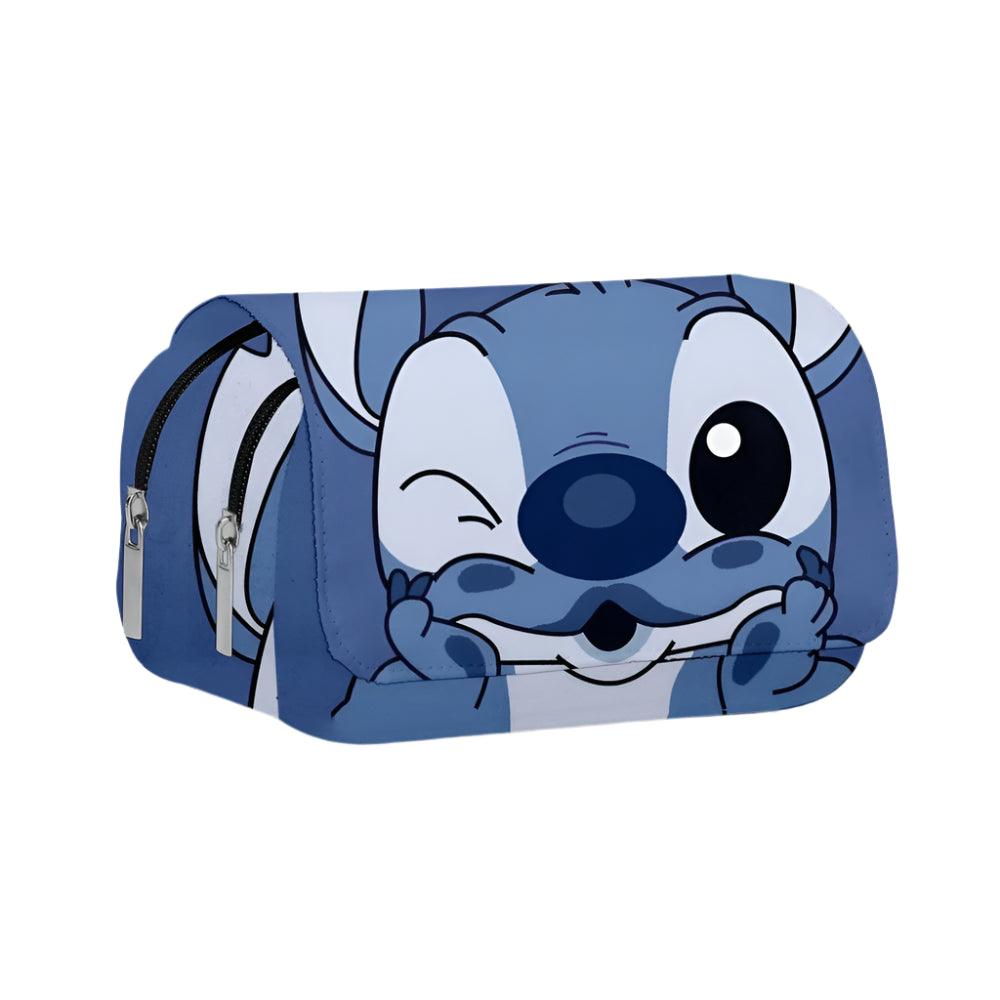 Stitch Fully Printed Flap Pen Bag - Large Capacity Cartoon Students Pencil Case - JVMCL