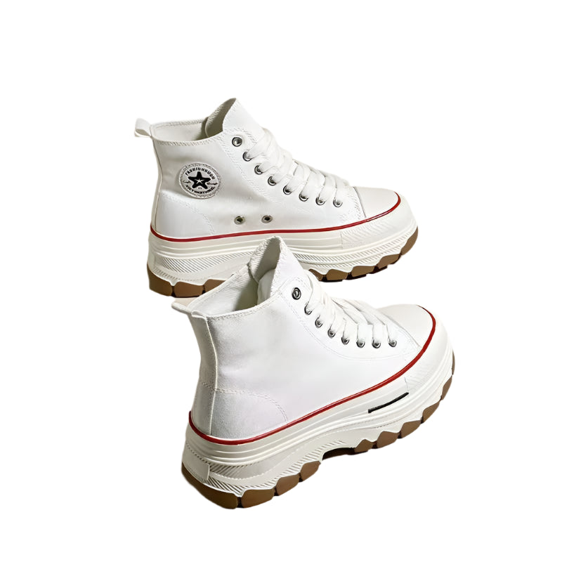 Women’s High-Top Vulcanized Height-Increasing Canvas Platform Ankle Boots - JVMCL