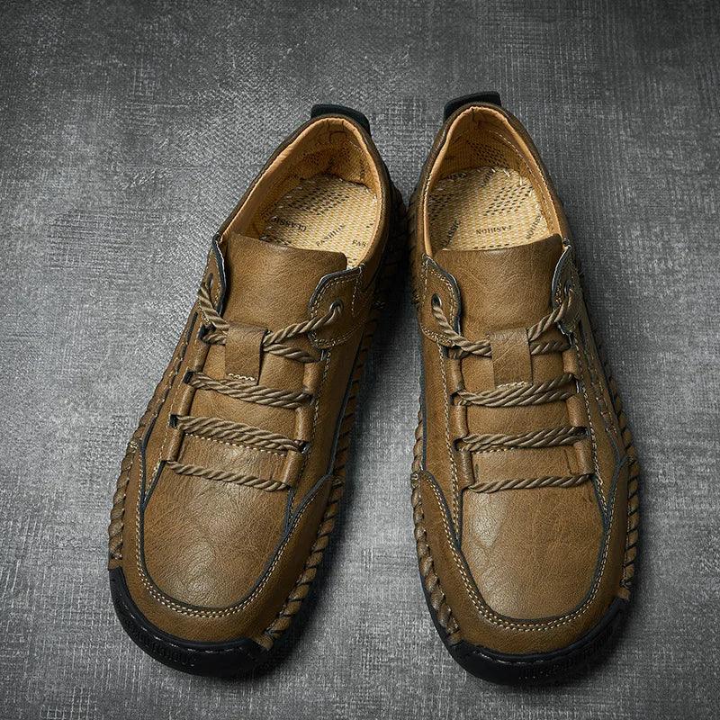 Men's Leather Casual Shoes – Handmade Lace-Up Flats for Men Size 38-48 - JVMCL