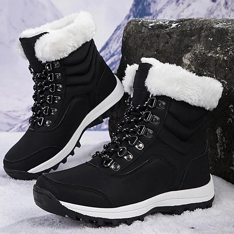 Outdoor Non-slip Women Warm Waterproof Boots Fashion Designer Plush Snow Boots - JVMCL