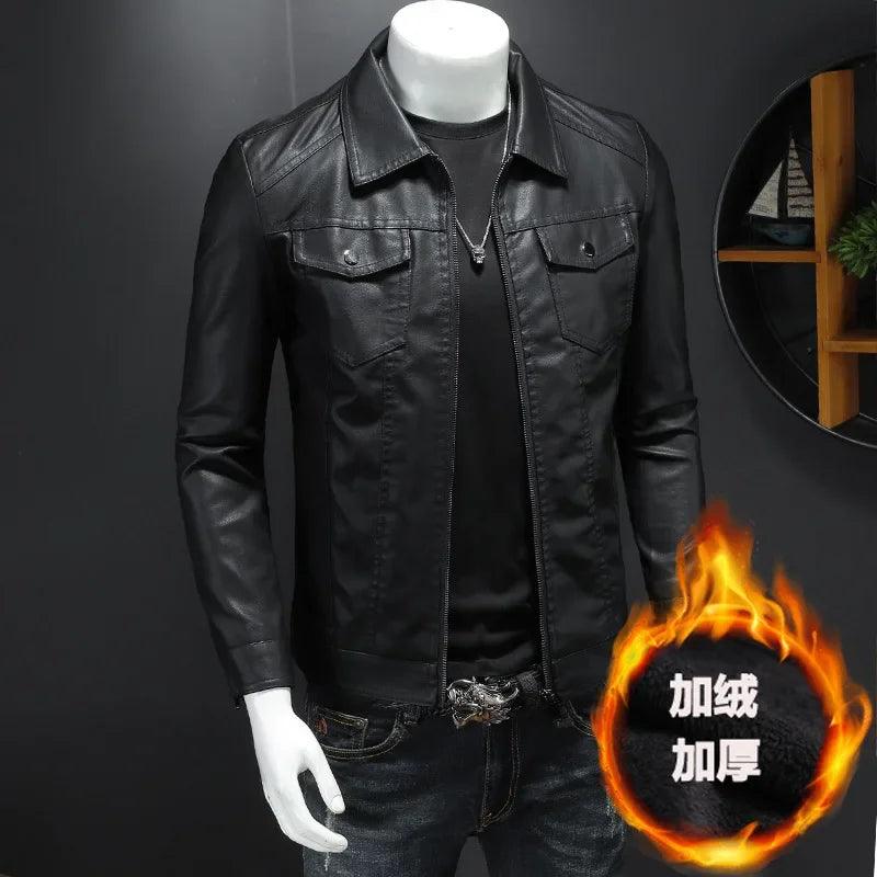 Comfort Ride : Durable Padded Velvet Lining Slim-Fit Leather Motorcycle Jacket - JVMCL