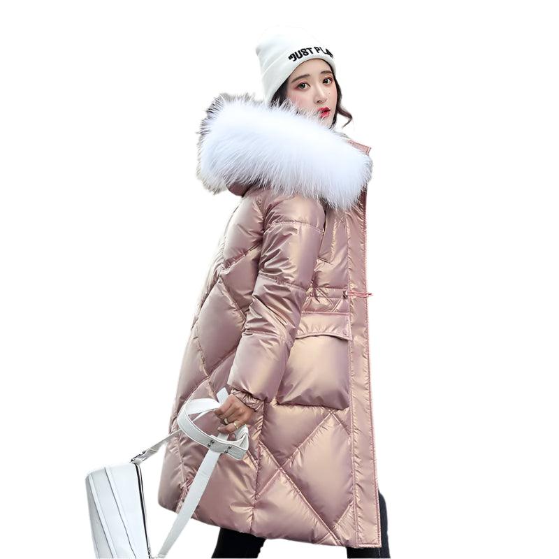 Warm and Stylish All Winter Long Women’s Hooded Fur Collar Parka Jacket - JVMCL