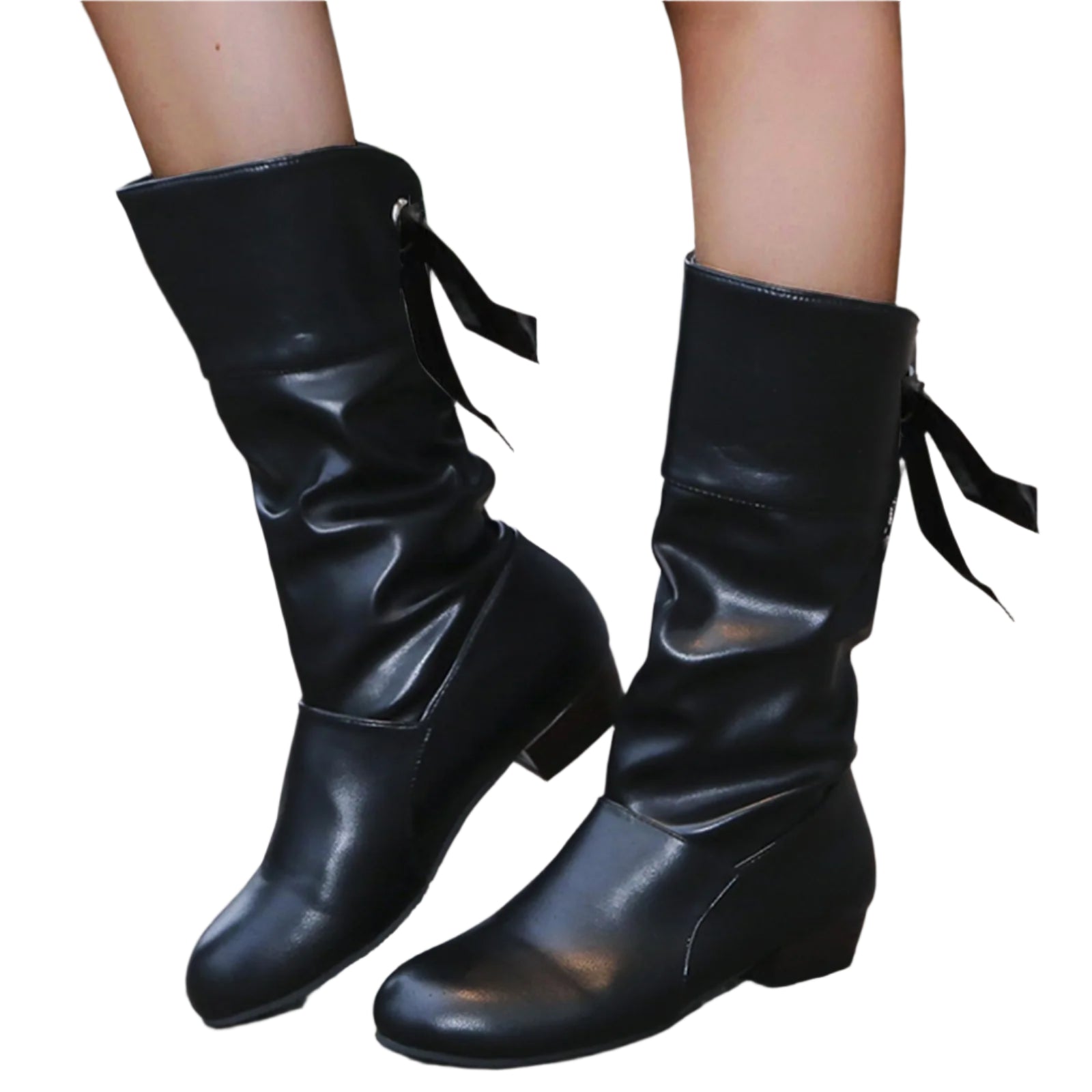 Women's Versatile Mid-Calf Boots – Chunky Heel Western-Inspired Motorcycle Boots - JVMCL