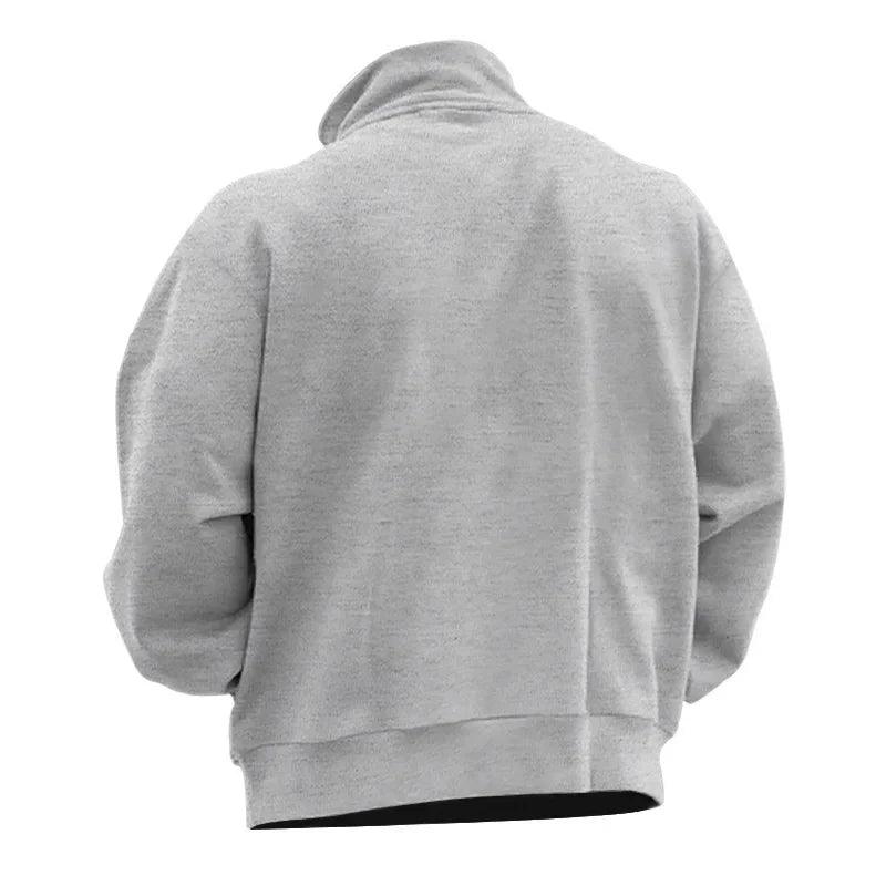 Men’s Large Size Winter Plush Half-Zip Pullover – Casual Stand-Up Collar Hoodie - JVMCL