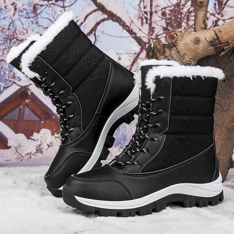 Outdoor Non-slip Women Warm Waterproof Boots Fashion Designer Plush Snow Boots - JVMCL