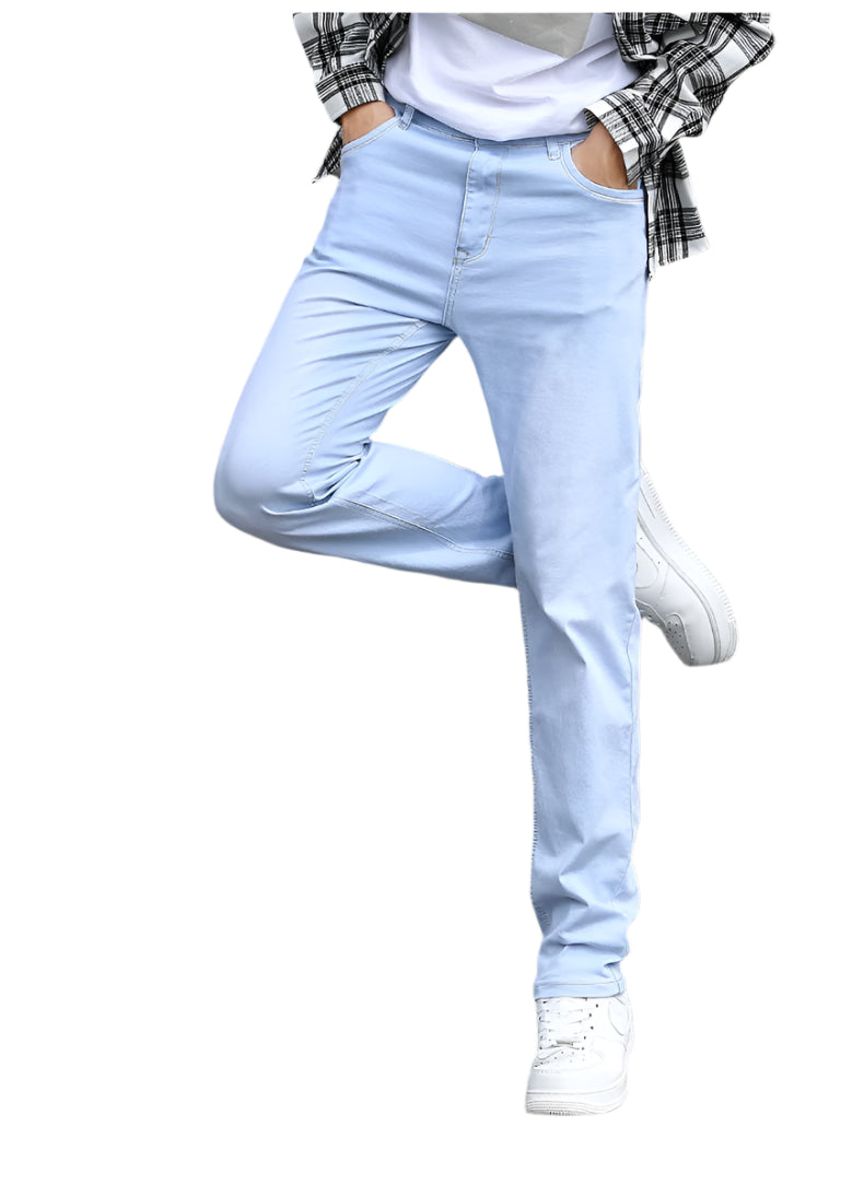 Autumn New Men's Sky Blue Slim Stretch Jeans – Classic Casual Style - JVMCL