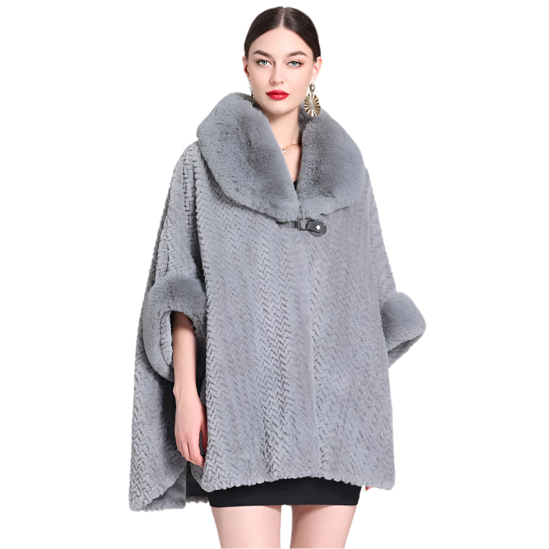 Winter Women’s Loose Poncho Cape - Thick Velvet Batwing Sleeve Long Cloak