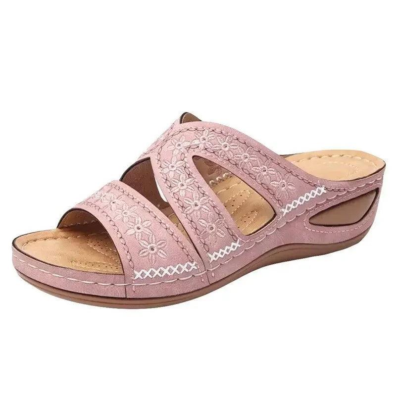 Anti-Slip Orthopedic Premium Women's Wedge Open Toe Sandals - Platform Slippers - JVMCL