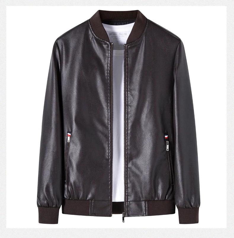 Casual Motorcycle Windbreaker Slim Fit Faux Leather Motorcycle Jacket for Men - JVMCL