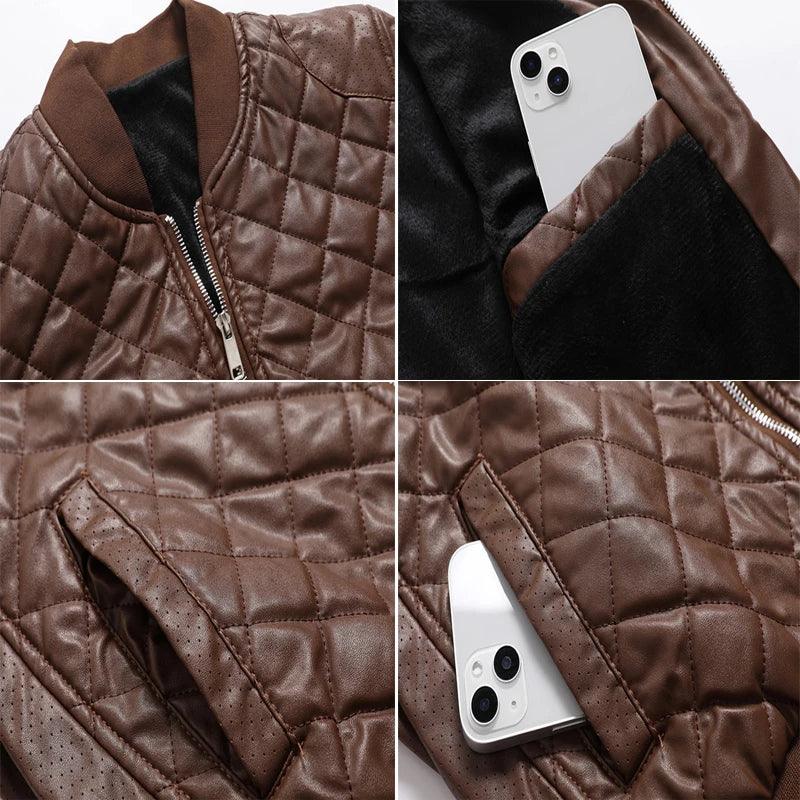 Maxulla Winter Men's PU Leather Jacket – Hip Hop Moto Biker Streetwear Coat - JVMCL