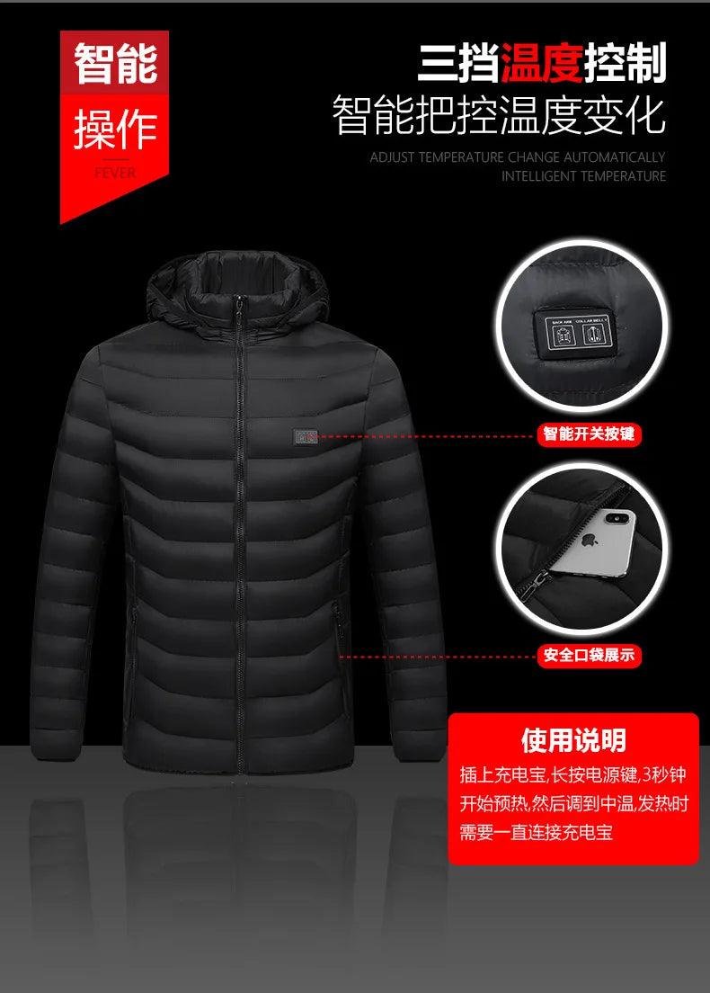 21-Area Heated Waterproof Winter Coat – USB-Powered Warm Vest for Men & Women - JVMCL