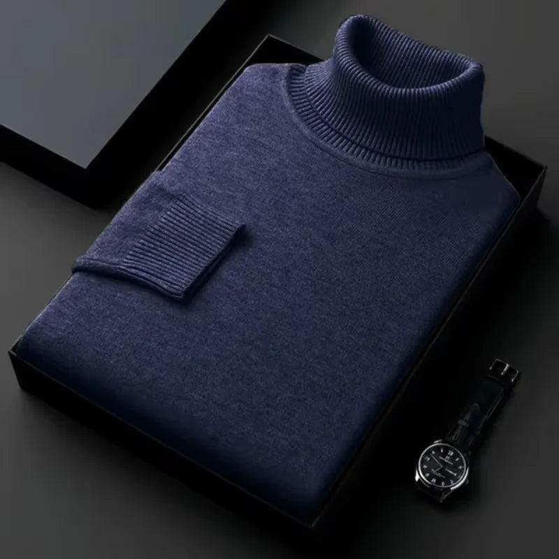 Men’s Knitted Turtleneck Sweater – Slim Fit, Anti-Pilling, Long Sleeve Pullover - JVMCL