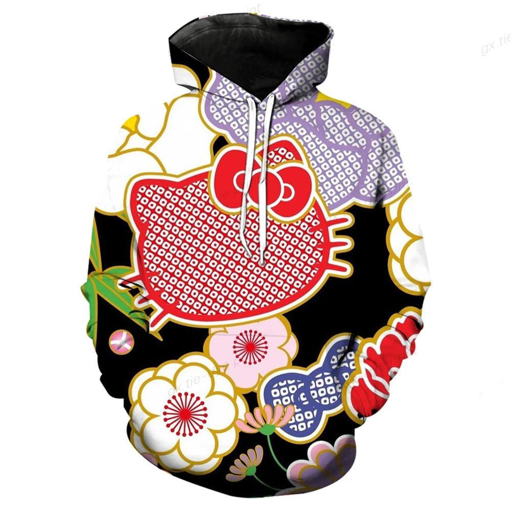 Cozy & Stylish Streetwear Hello Kitty 3D Printed Hooded Sweatshirt - JVMCL