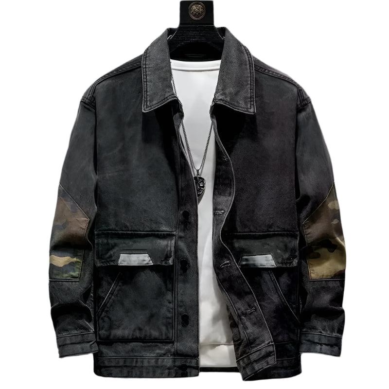 Men's Patchwork Denim Jacket – Oversized Hip Hop Streetwear Jean Coat - JVMCL