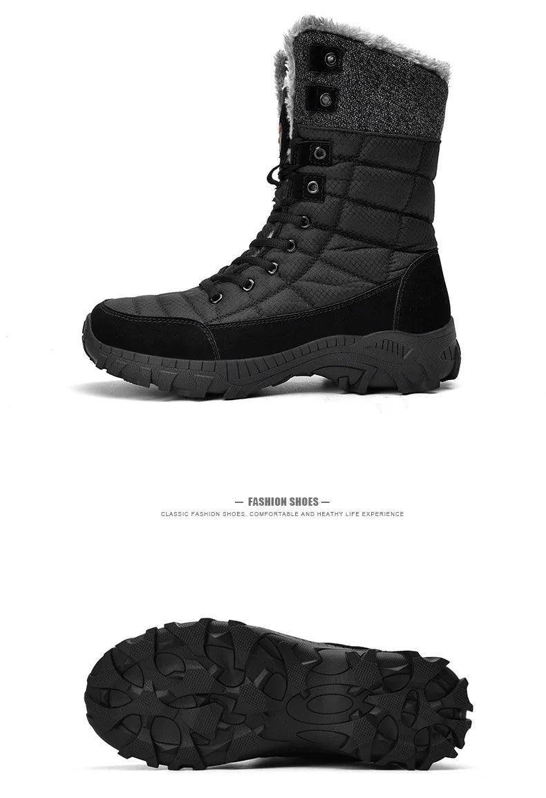 Super Warm Men Hiking Waterproof Leather Winter Snow Boots Sneakers - JVMCL