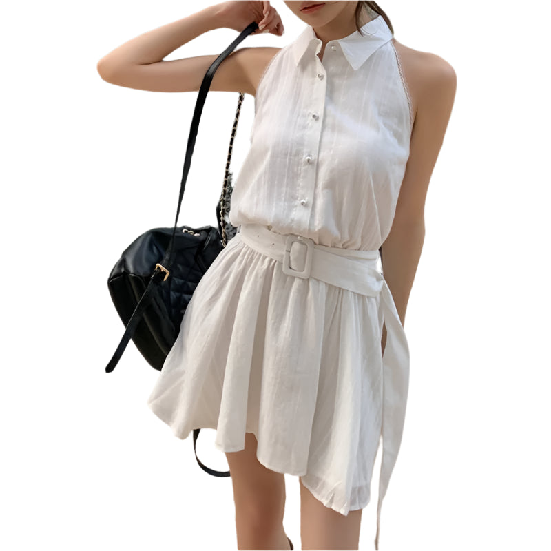 Sleeveless Wrap Waist A-Line Chic & Effortless Summer Fashion Mini Dress