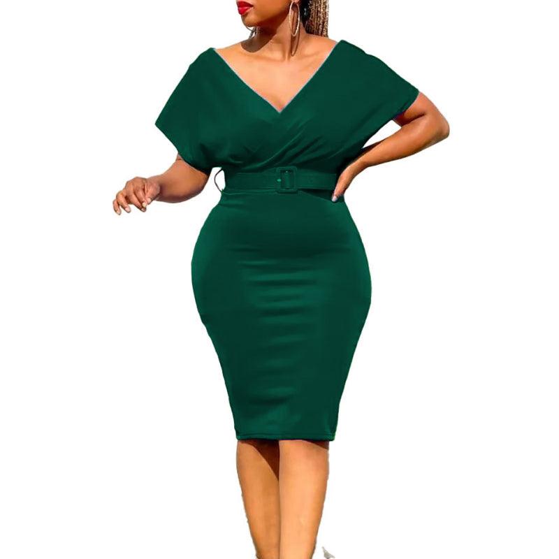 Elegant African Bodycon Midi Dress – High Waist Bandage Robe Femme Dress - JVMCL