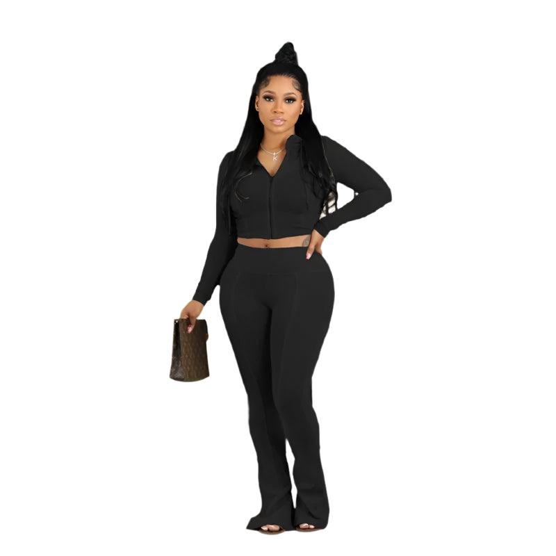 Fashion Autumn and Winter!Women's Sporty Fitness Tracksuit 2-Piece Set - JVMCL