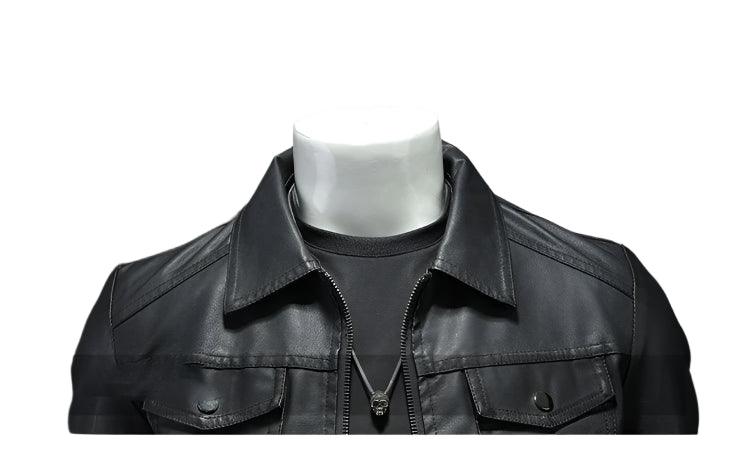 Men’s Lapel Leather Jacket: All-Season Waterproof, Fit & Stylish for Durability - JVMCL