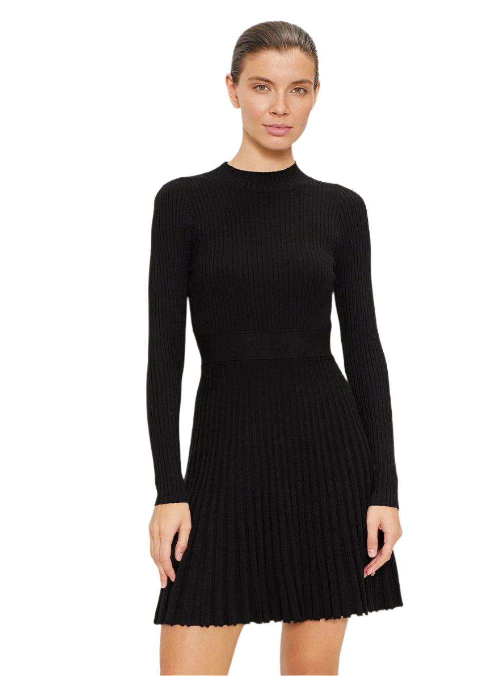 Turtleneck Knit Ruffled Mini Elegant High Waist Ribbed Skinny Knitwear Dress - JVMCL