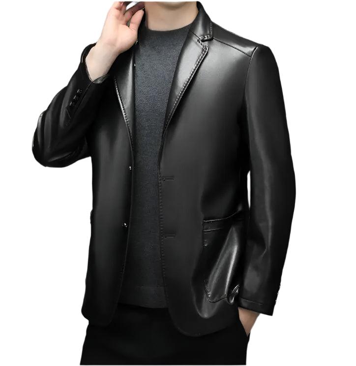 High-Quality Genuine Sheepskin Men's Leather Suit Coat – Autumn and Winter Jacket - JVMCL