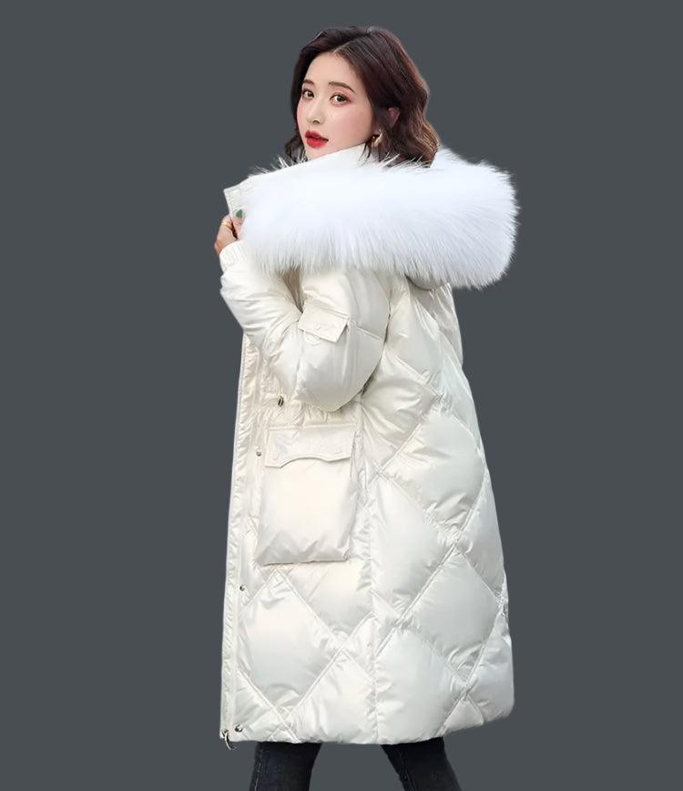 Warm and Stylish All Winter Long Women’s Hooded Fur Collar Parka Jacket - JVMCL