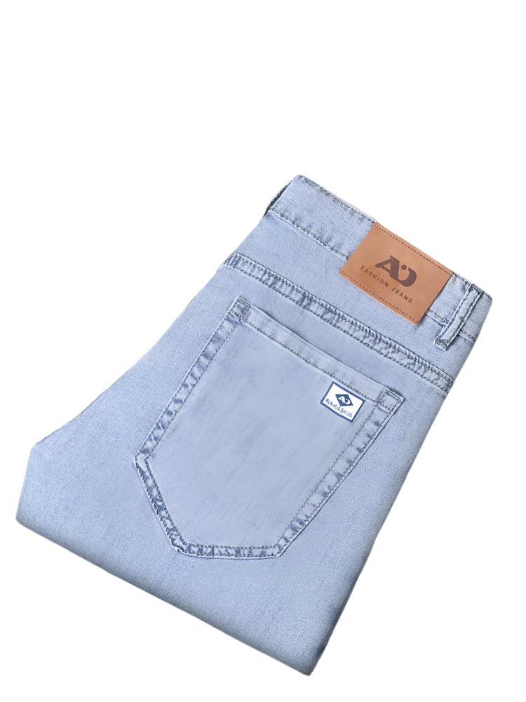 Men's Ultra Breathable Straight Fit Business Casual Light Blue Denim Jeans - JVMCL