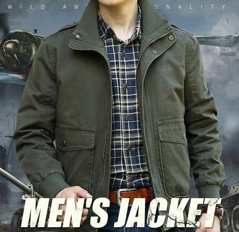 Functional Style Cotton Multi-Pocket Military Cargo Bomber Jacket for Men - JVMCL