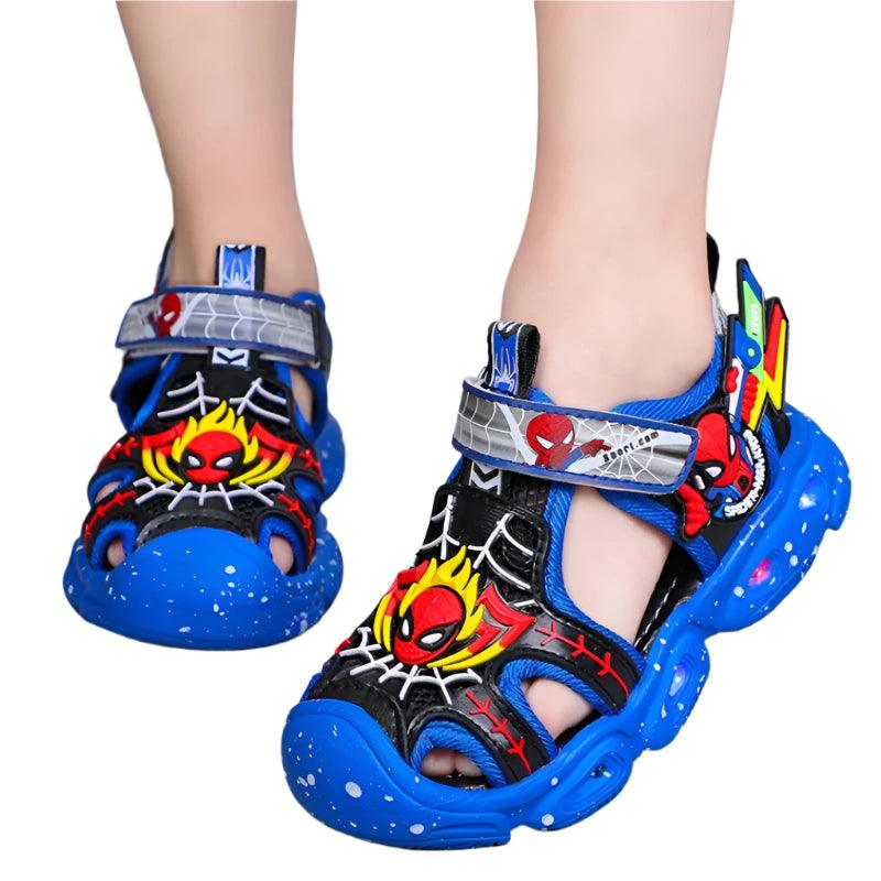 Disney LED Sport Sandals - Spiderman Summer Beach Shoes for Boys - JVMCL