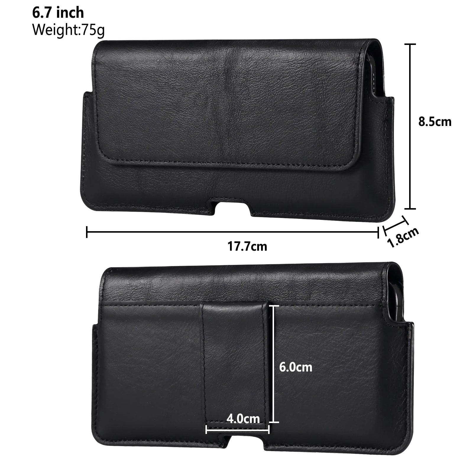 Genuine Leather Universal Waist Business Belt Pouch for 5.5"-7.2" Smartphones