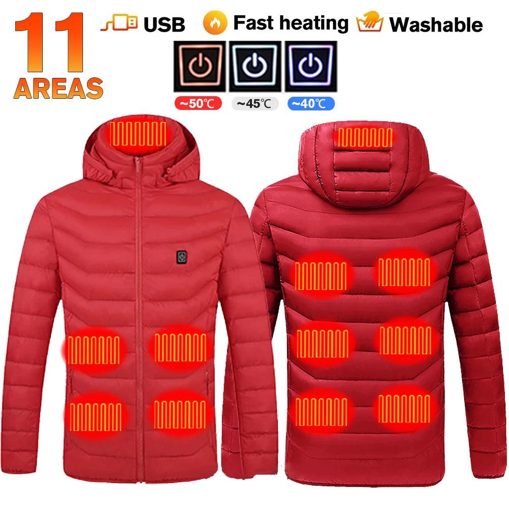 21-Area Heated Waterproof Winter Coat – USB-Powered Warm Vest for Men & Women - JVMCL