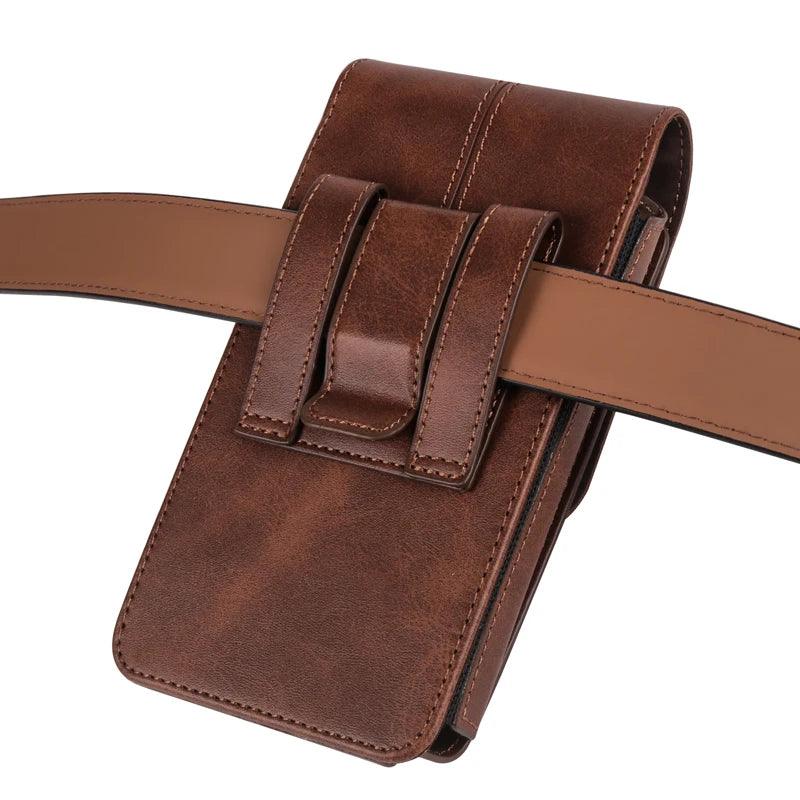 Leather Belt Case – Mobile Phone Waist Bag for iPhone 16, 15, 14, 13, 12 Series