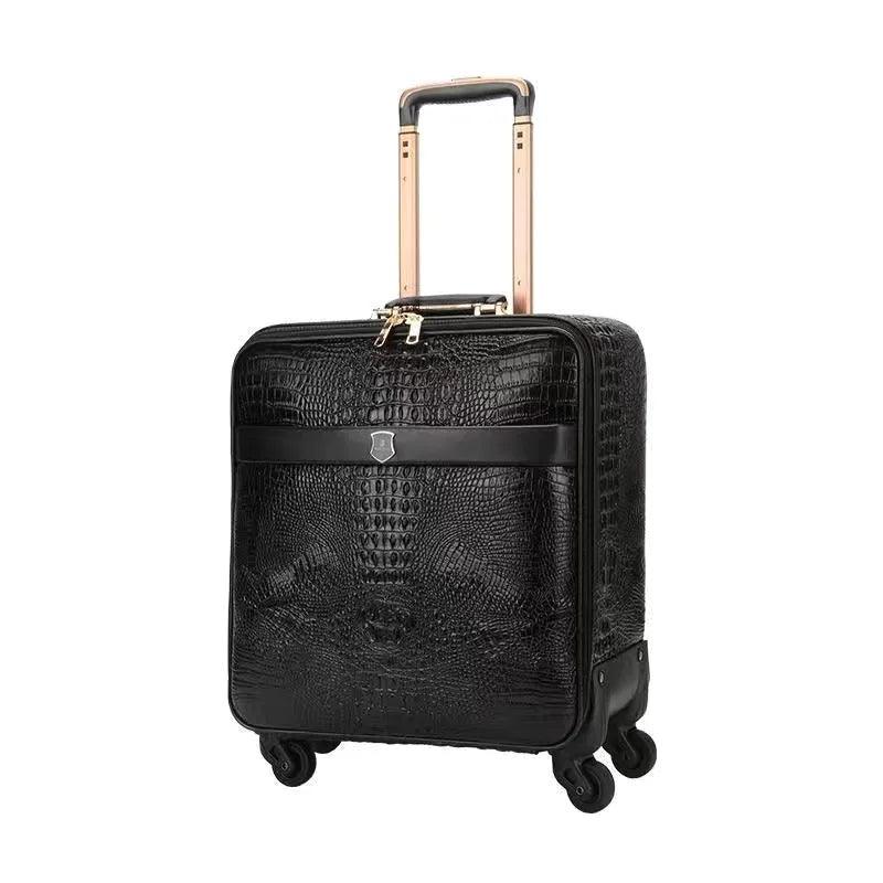 Crocodile Style Genuine Leather Luxury Trolley Luggage Universal Wheel Suitcase - JVMCL