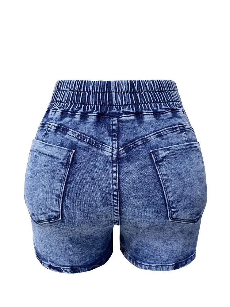 Women’s High-Waist Casual Denim Shorts – Comfortable Summer Style - JVMCL