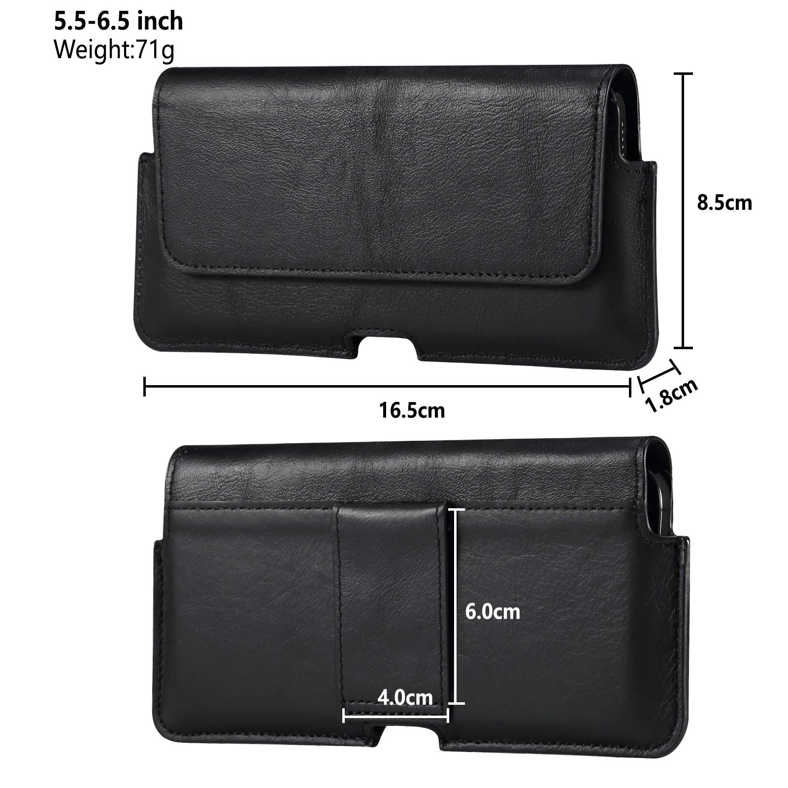 Genuine Leather Universal Waist Business Belt Pouch for 5.5"-7.2" Smartphones